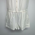 Ann Taylor  Loft Womens Romper Size S Off White Sleeveless Eyelet Button Front Photo 2