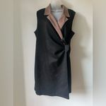 MSK Black & Taupe Faux Suede Wrap Dress Size XL Tan Photo 1