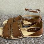 Free People North Shore Clog Tan Leather Strappy Stud Sandals Size 39 Boho EUC Photo 5