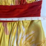 BCBG Paris 100% Silk Strapless Yellow Red Floral Lined Mini Dress Empire Waist 2 Photo 13