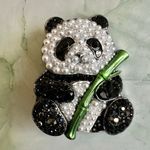 Panda Brooch with Crystals & Faux Pearls Photo 3