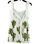 Queen of Sparkles Cutout Fuzzy Cactus Mini Dress Tie Back White & Green S Photo 2