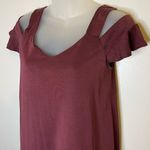 mm mm mm Burgundy Cold Shoulder Short Sleeve Top Size Small Photo 2