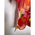 Chico's Chico’s Floral Silk Button Down Sheer Tunic Blouse w/Belt or Tie EUC Sz Lg Red Photo 1