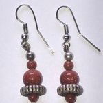 Sunstone Sandstone Look Shimmer Beaded Boho Dangle Earrings Red Photo 0