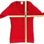 Lacoste Vintage Y2K  Lipstick Red Cable Knit V Neck Sweater sz 38 / S Tenniscore Photo 4