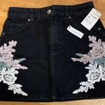 Topshop Black Denim skirt with floral detail!  Photo 0