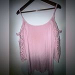 Women Knit‎ Crochet Trim Cold Shoulder Top pink 3X Size undefined Photo 1