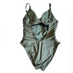 Shade & Shore Olive Green One Piece Swimsuit w/ Side Cut Outs Size M Photo 1