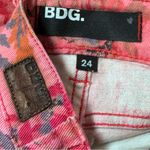 BDG  High Waist Pink & Orange Floral Cuffed Denim Shorts - 24 Photo 2