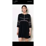 Ba&sh  Black Embroidered Columebe Swing 3/4 Sleeve Mini Dress size Small NWT Photo 4