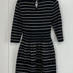 Anthropologie Knitted & Knotted Small Petite Black Stripe Long Sleeve Knit Dress Photo 9