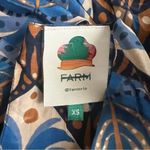 Farm Rio Anthro Women’s Cocopalm Flutter Sleeve Beige Blue Print Maxi Dress XS Photo 3