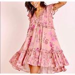 Spell & The Gypsy Wild Bloom Floral Mini Dress Blush Small Boho Festival Whimsy Pink Photo 2