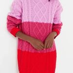 Hyacinth House Scarlett Pink Red Colorblock Cable Knit Sweater Mini Dress Large Photo 2