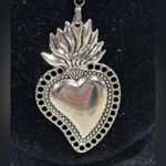 Gorgeous Sacred Heart Pendant and Earring Set Silver Photo 5