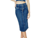 AG Adriano Goldschmied Selina High Waisted Button Front Denim Midi Skirt Photo 0