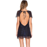 For Love & Lemons For Love‎ & Lemons Black Blue Lave Lyla Open Back Short Sleeve Mini Dress Photo 2