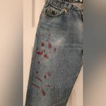 RE/DONE REDONE Blue Relaxed Crop Red Paint Splatter Women’s Cotton Denim Jeans Size 24 Photo 4
