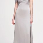 Theia Alaina One Shoulder Gown Dress Silvershade Satin Size 4 NWT Flattering Silver Photo 0