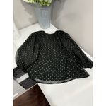 Cynthia Rowley  night out black Metallic Dot Long Sleeve Blouse Top XS Photo 4