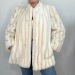 Intrigue 80s De Ball Luxury Fabric Cream Faux Fur Coat Sz 10 Vintage Union Made Photo 15