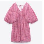 ZARA  Mini Dress S Printed Pleated Micro Floral Balloon Sleeve Blogger Influencer Photo 11