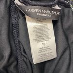 Carmen Marc Valvo  Garden Party Black Floral Halter Swimsuit Size 10 EUC #1823 Photo 8