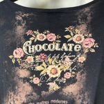 Katina Marie Floral Chocolate Rhinestone Print Long Sleeve Top Womens L USA Made Black Size L Photo 9