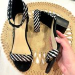 Rag & Co Black Silver Leather Suede Velcro Ankle Sandal Heels Size US 9 Photo 0