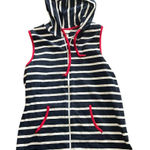 Christopher & Banks  Navy and White Striped Vest with Red Trim Photo 0