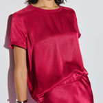 Nation Ltd  Marie Boxy Satin Top | Raspberry Jam | XS Photo 0