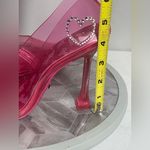 Barbie x ALDO BARBIESTESSY Pink PVC Crystal Logo Heels Pumps Size 6.5 US Photo 5