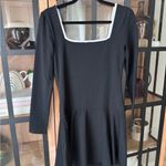 EXPRESS NEW  mini dress long sleeve fit & flare long sleeve square neck piping Photo 3