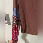 SheIn Long Sleeve Top with Patterned Sleeves Photo 2