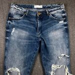 ZARA TRF Denim Distressed Ripped Jeans Cuffed Hem Medium Wash Women's Size 8 Photo 0