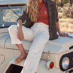 Marine layer NWOT Bridget Slim Wide Leg High Rise Crop Pants White Womens 12 Photo 0