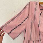 Roolee  texture stripe Henley button midi dress half sleeve M Photo 5