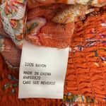 Nicole Miller Orange & Multicolor Paisley Floral Print Smocked Blouse Size M Photo 12