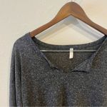 Free People  Movement Grey Vixen Split Neck Longsleeve Tee Photo 3