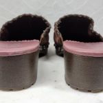 Mudd Vintage Y2K Mules Womens 9 Brown Floral Embroidery Rivets Wooden Platform Photo 5