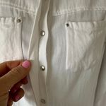 Maje NWOT  White 100% Cotton Textured Button Up Long Sleeve Classic Blouse - Sz L Photo 3