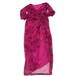 Amanda Uprichard  Dress Womens Large Pink Floral Roma Gown Ruched‎ Slit Side Photo 1