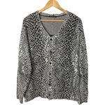 Joan Vass Snakeskin Print Cardigan Tank Top Set Cotton Women Size Large Petite Black Photo 0