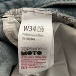 Topshop High Rise Mom Jeans Blue Light Wash Fading Whiskering Above Ankle Length Photo 6