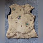 Euro 100% Silk Beaded Top Black Size L Photo 3