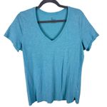 Felina  Blue Short Sleeve Lightweight V-Neck Cotton Modal T-Shirt Size L Photo 0