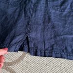 Athleta fold over waist linen navy blue front and back pockets pull on skirt Photo 10