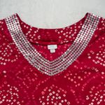 Calypso St. Barth  Tunic Sequin Embellished Red Ethnic Pakistani Blouse Size M Photo 1
