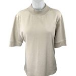 ZARA  Women's Cream Beige Knit Short Sleeve Mock Neck Shirt Sweater Top Size XL Photo 0